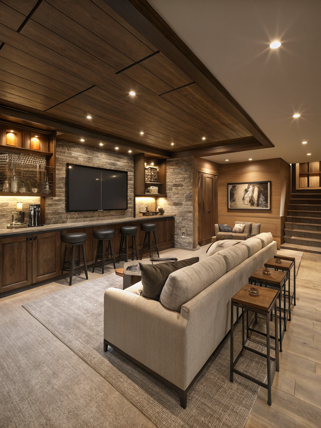 Finished Basement Living Space - After